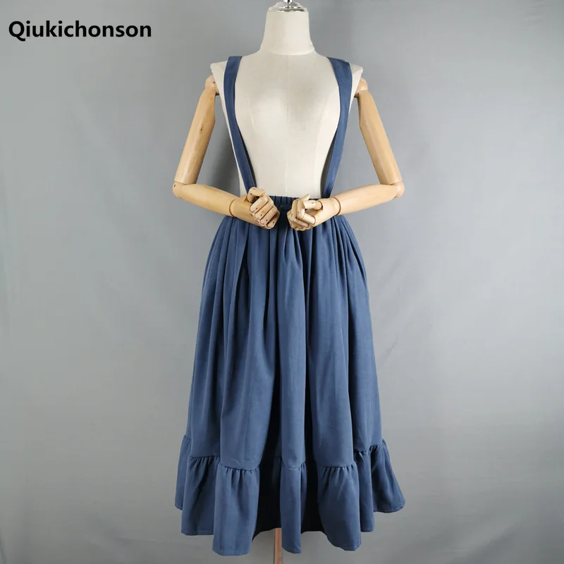 

Midi skirt for spring women summer Japanese style kawaii lolita skirt soft teens high waist silliness suspend skirts