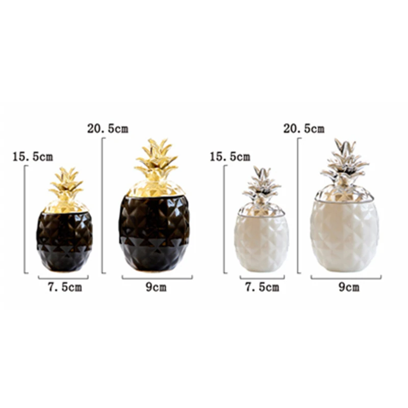 

Luxury Pineapple Storage Tank Ornament Ceramic Trinket Box for Jewelry Dining Table Decoration Figurines Fruit Crafts Organizer
