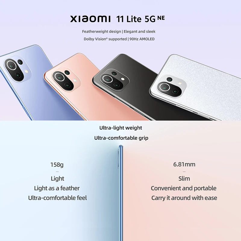 Cena Globalna Wersja Xiaomi 11 Lite 5G NE Smartphone 128GB /256GB Snapdragon 778G 90Hz 64MP Kamera Octa Core