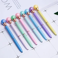 wholesale pearl decorated pen metal ball point pen korean style office stationery rotating gift pen custom advertising marker