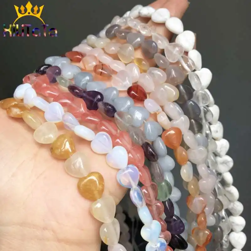 10*10 мм Агаты в форме сердца опал Фиолетовый флюорит розовый кварц бусины из