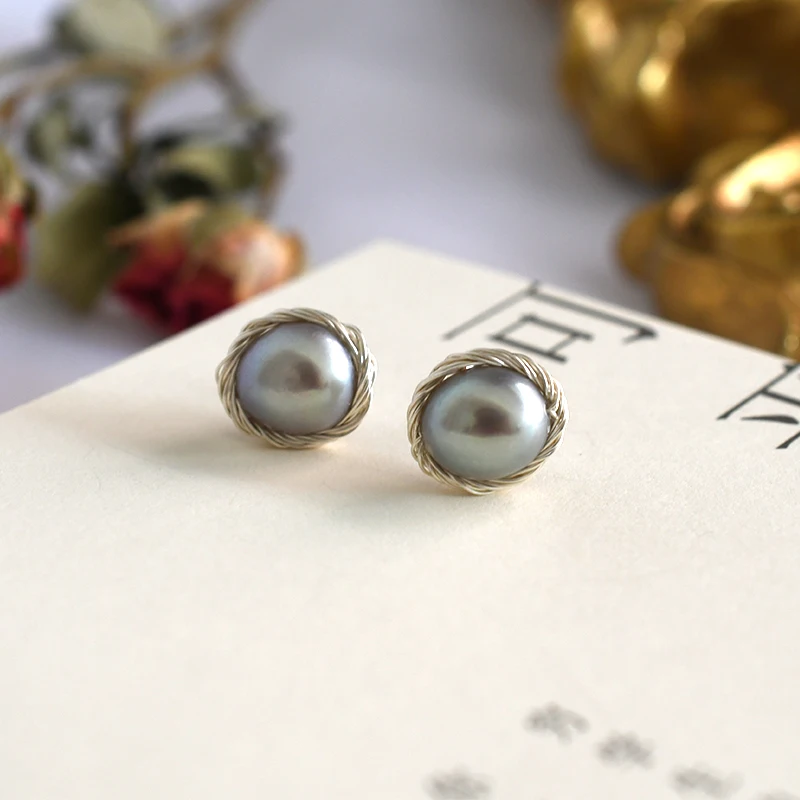 Женские серьги гвоздики из настоящего серебра 925 пробы с натуральным