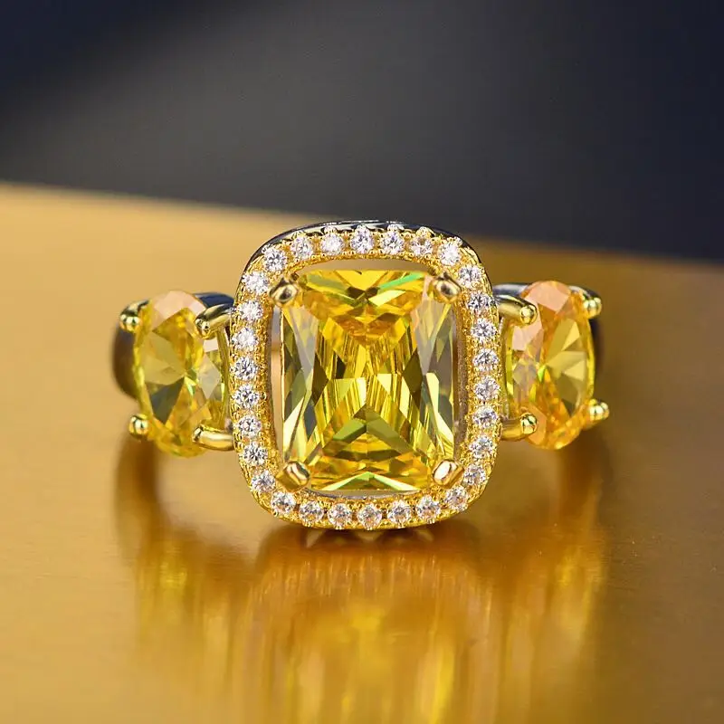 Женское Винтажное кольцо HIBRIDE желтое с кубическим цирконием ААА Свадебный Топ