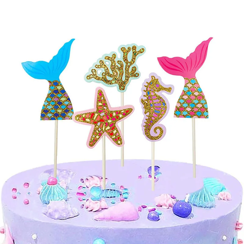 С Днем Рождения Бумажный Топпер на торт русалка вечерние украшения Принцесса для