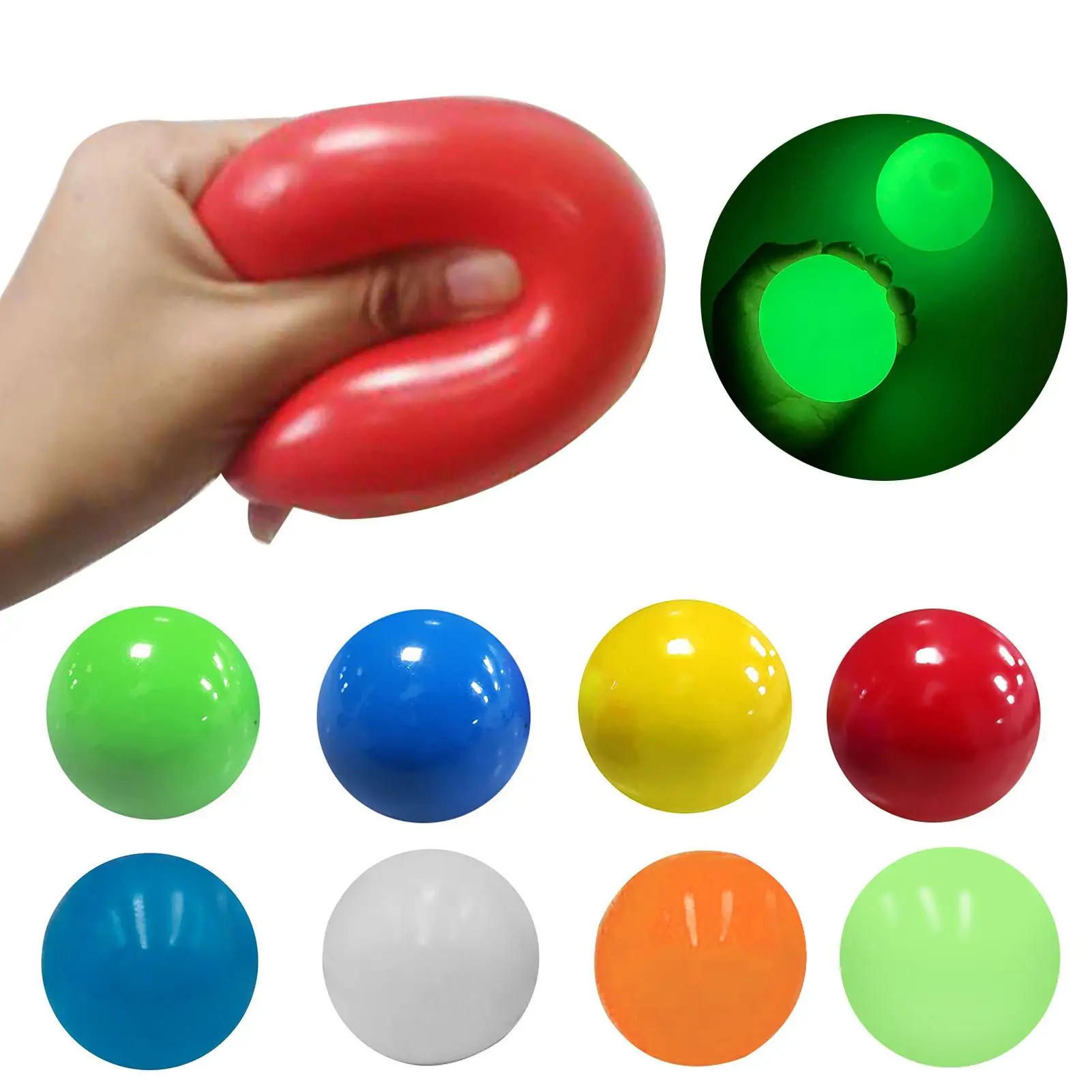 

4.5cm Stick Wall Ball Fluorescent Squash Xmas Sticky Target Ball Decompression Throw Fidget Toy Kids Gift Novelty Stress Relief