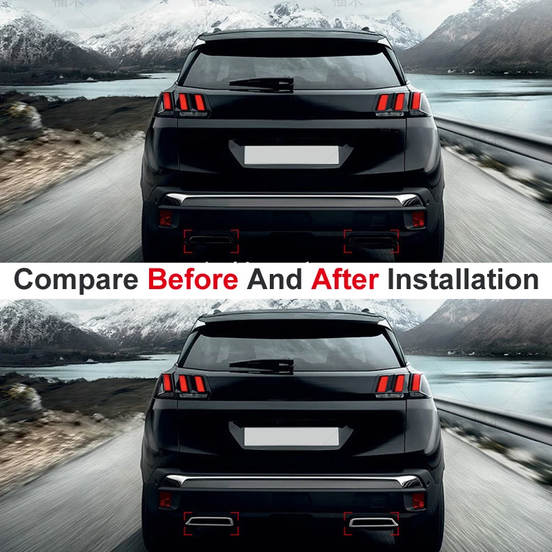 2 шт./компл. хромированный задний глушитель выхлопной трубы отделка для Peugeot 3008 5008