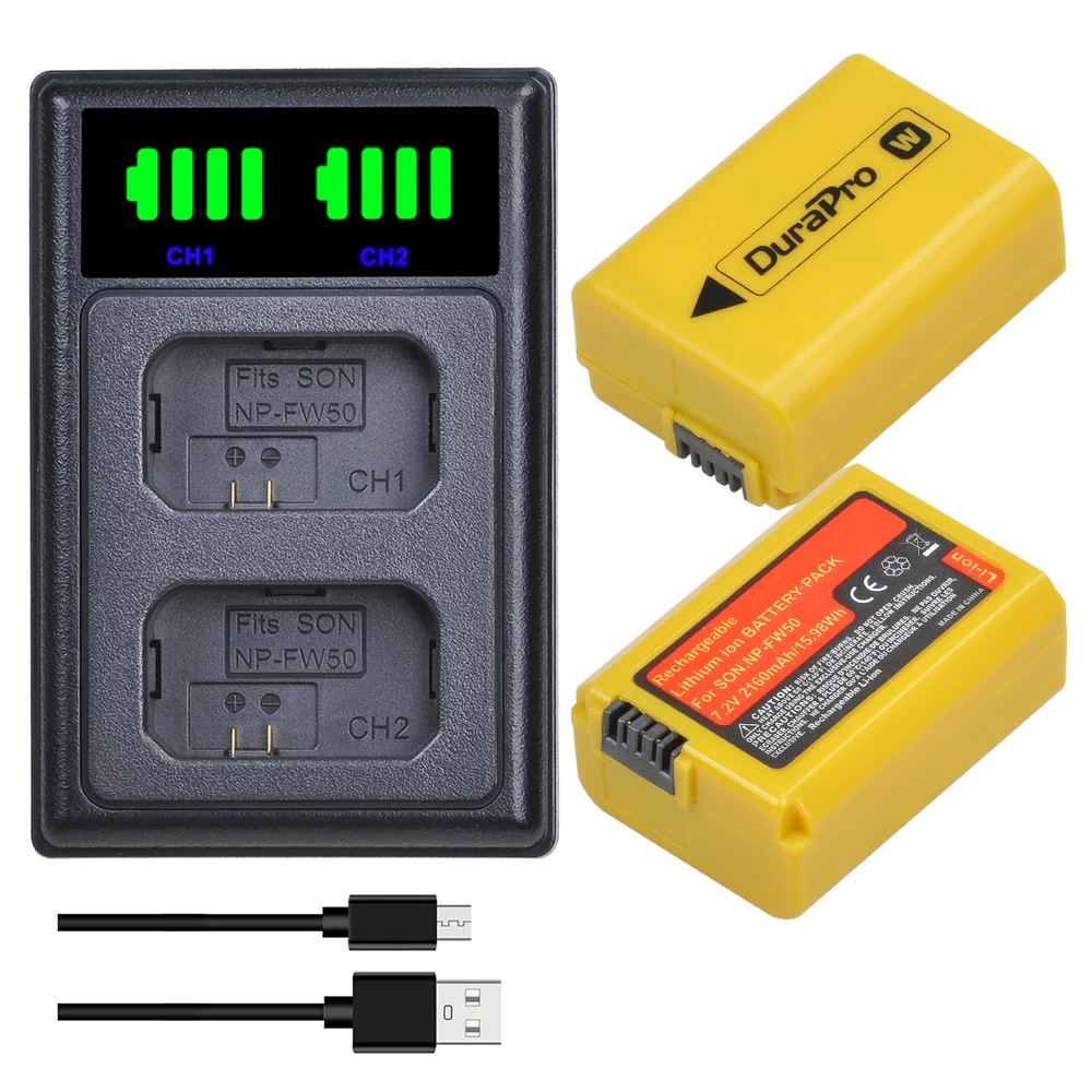2x2160 мА/ч NP FW50 Li Ion Батарея + LED Зарядное устройство для Sony A6000 A5000 NEX 3 7 5N F3 5C Альфа 7R II