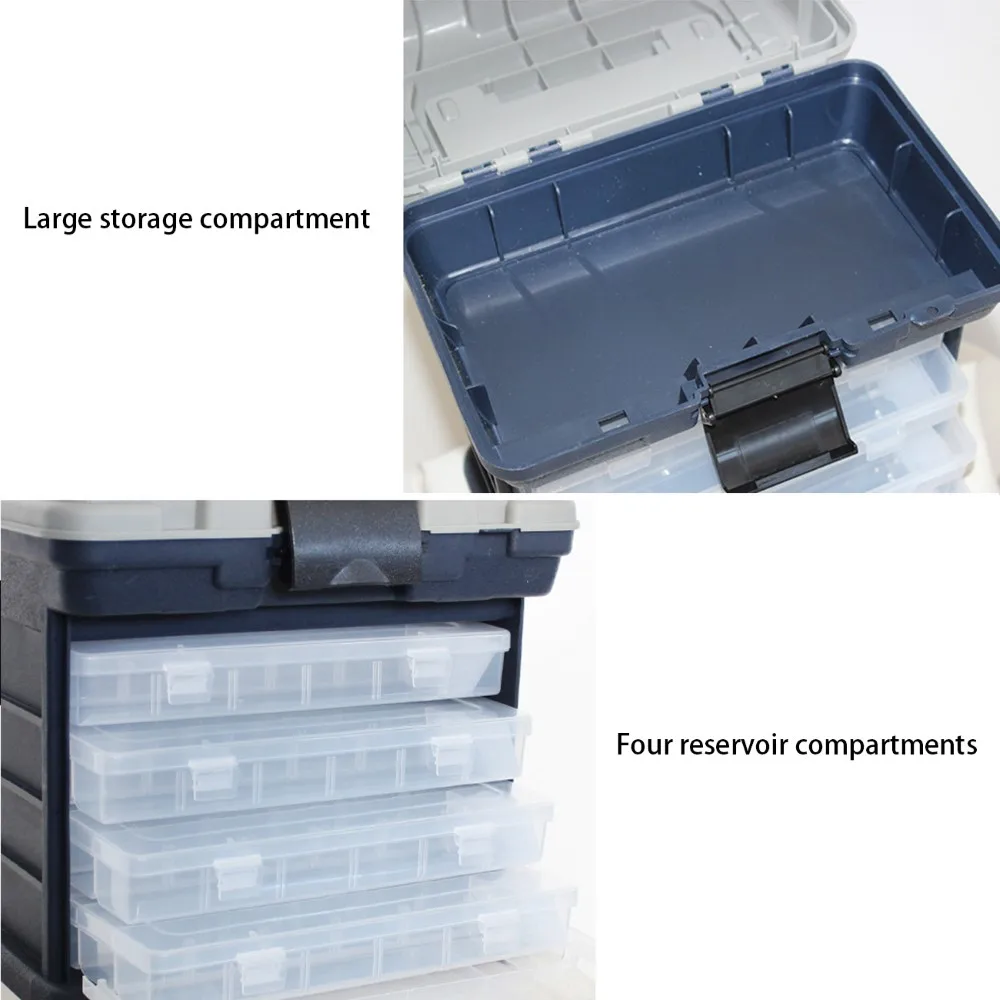 

1Pc 4 Layers Big Fishing Tackle Box Portable Plastic Handle Fishing Baits Lures Box Carp Fishing Case Tools Fishing Accessories