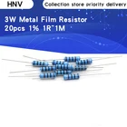 HNV 20 шт. 3 Вт металлический пленочный резистор 1% 1R  1M 1R 4.7R 10R 22R 33R 47R 1K 4,7 K 10K 100K 1 4,7 10 22 33 47 сопротивление 4K7 Ом