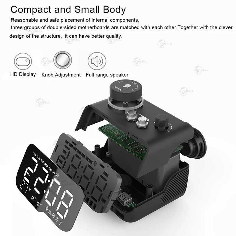 [Upgrade Version] Digital Alarm Clock Bluetooth 5.0 Wireless Speaker with USB LED FM Radio Temperature Snooze | Электроника