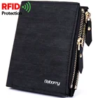 New RFID Blocking Protection Anti-Theft Scan Men Biflod Short Wallet Zipper Coin Case Pouch Casual PU Leather Money Purse Hot