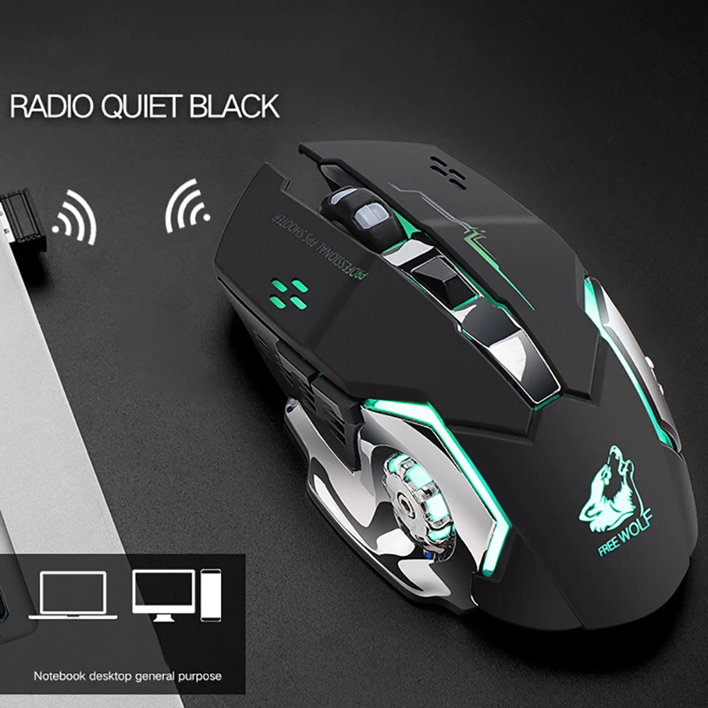 Беспроводная оптическая мышь Free Wolf X8 Silent 2,4 ГГц 2400 dpi с 6 клавишами, usb-приемник, беспроводная оптическая мышь