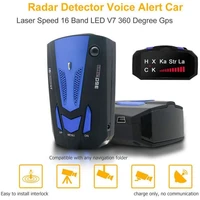 best car 360 degree 16 band led display anti radar detector speed voice alert warning with russia english switch high quality