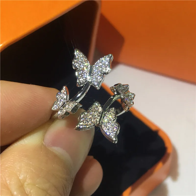 Butterfly shape 100% 925 Sterling Silver Ring Simulated Diamond Cz Engagement Wedding band rings for women Bridal Party Jewelry | Украшения