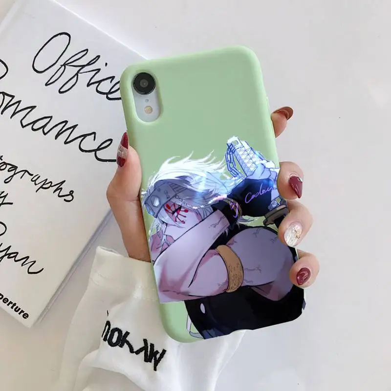 

Uzui Tengen Phone Case Original Liquid For iphone 11 Pro Max X XS Max XR Solid Candy Color Shell For iPhone 7 8 6 6S Plus