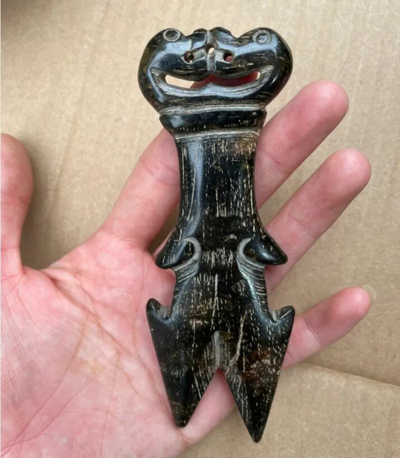 

Hongshan culture archaize black iron meteorite small statue