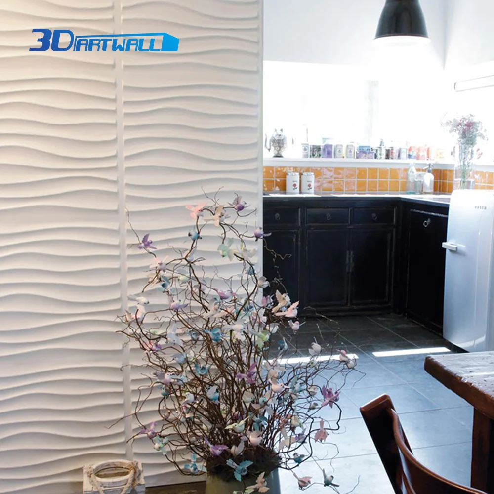 3DARTWALL ПВХ 3D стены Панель Волна дизайн Белый 19 7 &quotx 7" 12 штук в коробке 32ft|Обои| |