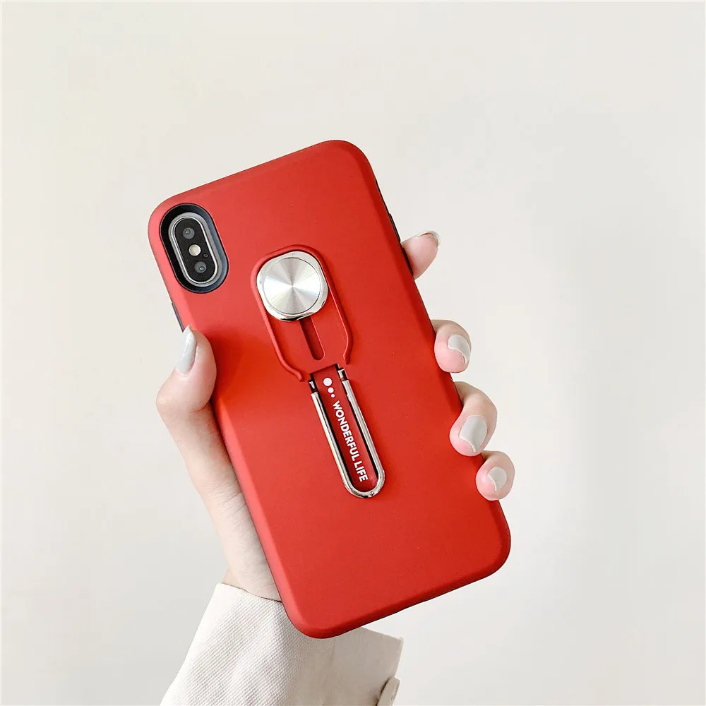 Красный Роскошный чехол для телефона с магнитным кольцом для iphone 11 pro max Xs max XR X 8 7 6s Plus силиконовый автомобильный держатель с кольцом на палец - Цвет: Красный