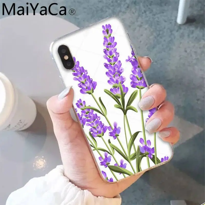 

MaiYaCa Simple lavender Purple flowers design Phone Case shell for iPhone 5S 8 7 6 6S Plus X XS MAX 5 SE XR 12 11 pro max fundas