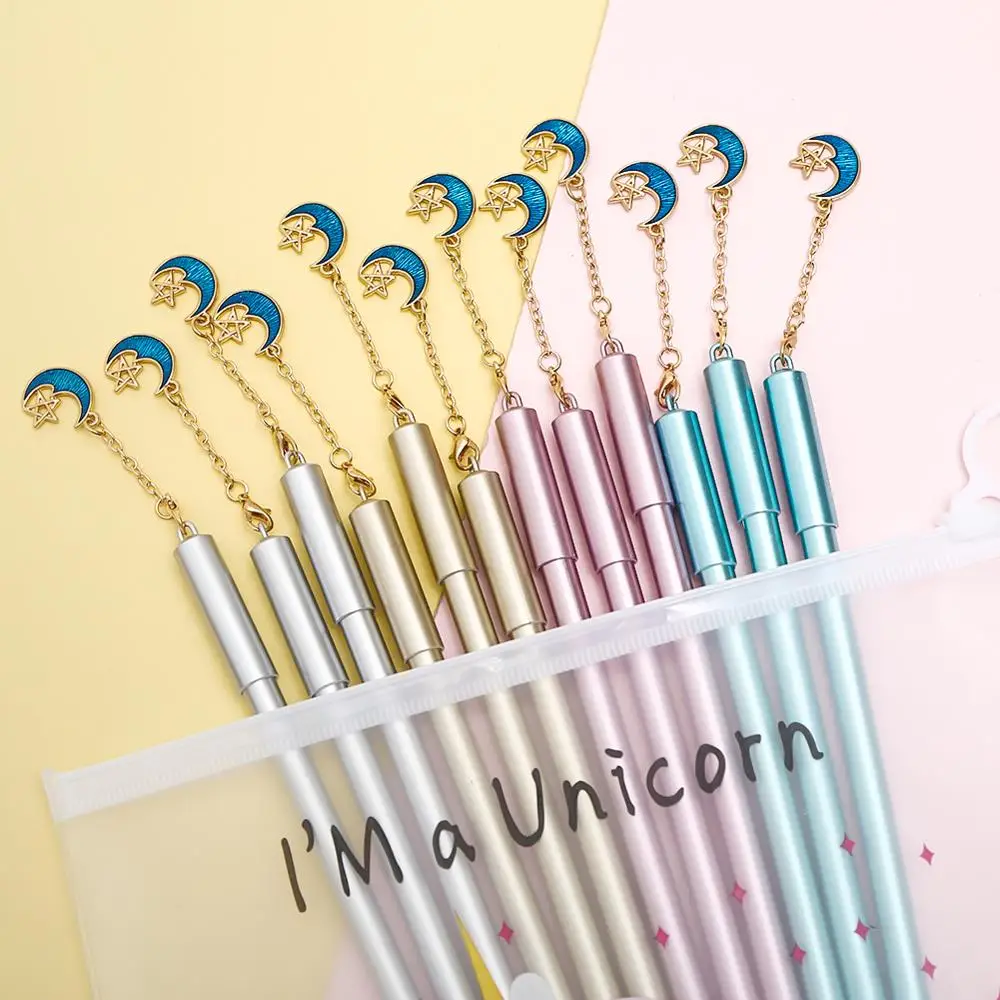 12 шт./компл. Творческий Винтаж Луна Звезды кулон гелевые ручки синего цвета милая