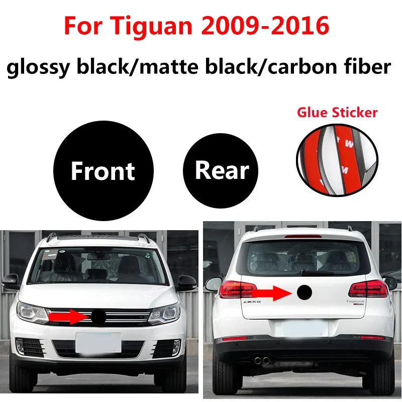 Carbon Fiber/Matte Black /Glossy Black Disassembly-free Front Grill Badge or Rear Emblem Stickers for Tiguan 2009-2016