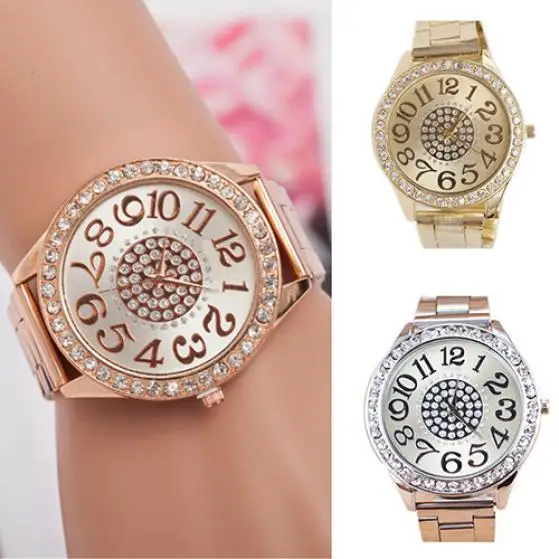 Часы женские наручные из розового золота с большим циферблатом|Женские часы| |