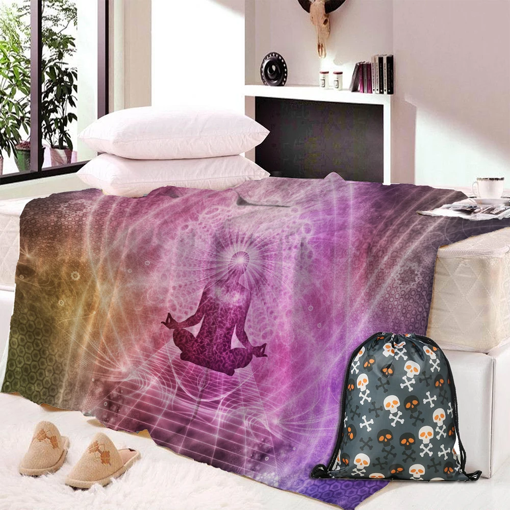 

Printing Winter Warm Blanket Travel Aircraft Cold-proof Cover Blanket Plush Double Layer Blanket Dropship