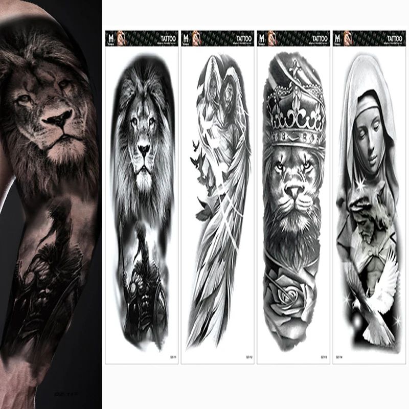 4 листа большие временные стикеры имитирующие татуировки для мужчин и женщин