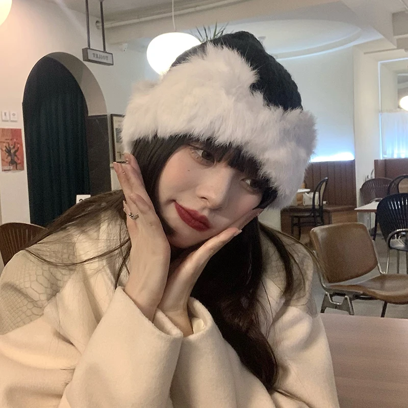 

2021 High-quality Autumn Winter Rabbit Fur Knit Hat Women Korean Version of Warm Woolen Hat Winter Girl Plush Beanie Gorras