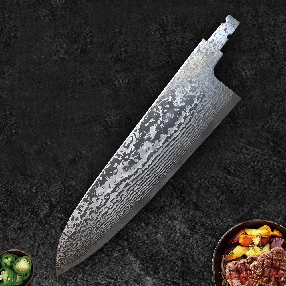 Нож шеф-повара из дамасской стали santoku amascus лезвие пустое 67 слоев японский