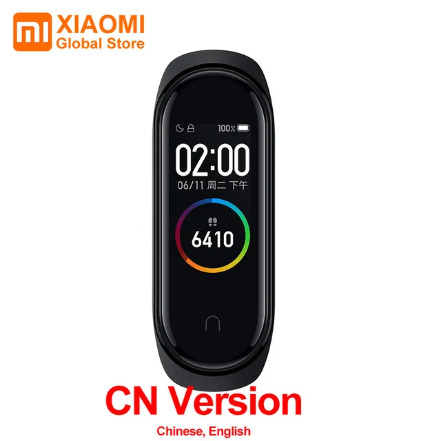 Xiaomi Mi смарт-браслет с сенсорным экраном 4, Bluetooth 5,0, водонепроницаемый браслет с цветным экраном AI, спортивный браслет с сердечным ритмом - Цвет: CN version-Black