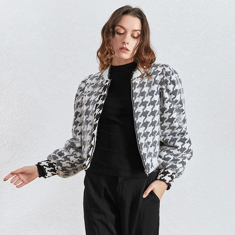 TWOTWINSTYLE Loose Patchwork Mesh Women's Coats O Neck Lantern Long Sleeve Ruched Hit Color Jackets Female Clothing Fashion