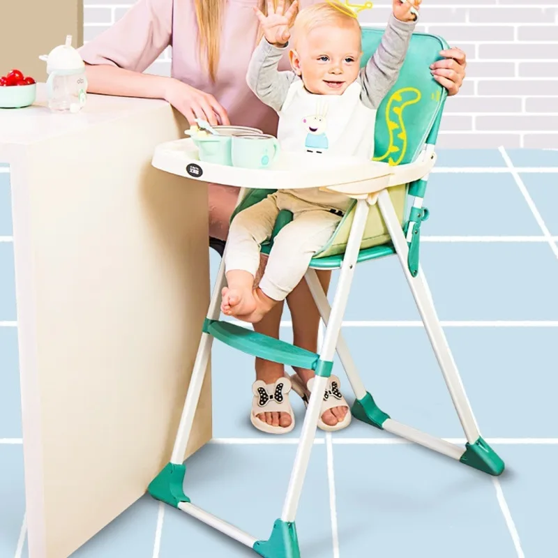 Baby dining chair high fortable plastic PP kids chair children's simple multi-functional eating seat green