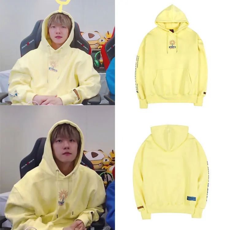 Kpop EXO BAEK HYUN уличная одежда Harajuku желтые толстовки корейские женские/мужские
