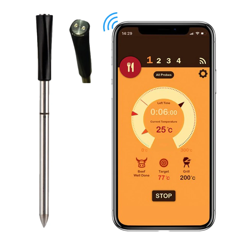 

Meat Thermometer Wireless for Oven Grill BBQ Smoker Rotisserie Bluetooth Connect Digital Kitchen Tools Barbecue Accessories