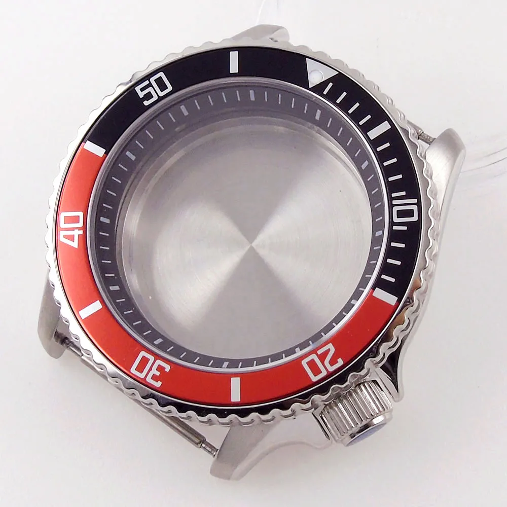 41mm Diver 200M Waterproof Automatic Watch Case fit NH35A NH36A SKX007 Alloy Insert Chapter Ring 120 Black Red Clicks Bezel