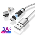Магнитный кабель GTWIN usb-c, Micro USB, для iPhone XS, Samsung S9, Huawei, Xiaomi, 3 А