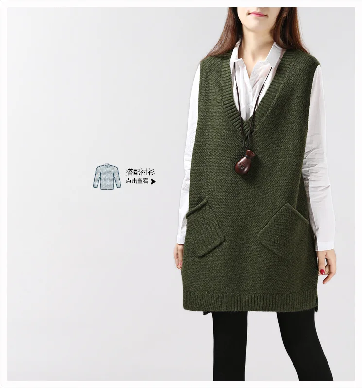 2019 весеннее и осеннее платье новинка Женский вязаный жилет с v-образным вырезом