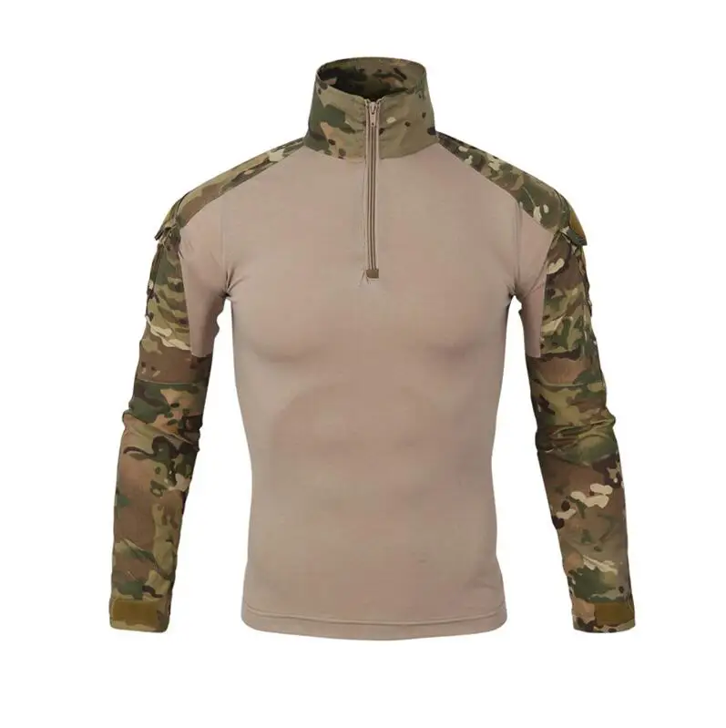 MC camouflage Тактический в стиле армии США Военная униформа для страйкбола Военная Маскировочная проверенная рубашка быстрая штурмовая рубашка с длинными рукавами боевой удар - Цвет: MC camouflage