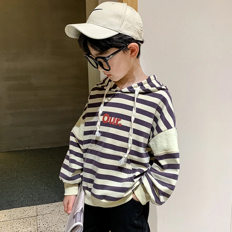 

Boys' popular logo sweaters spring and autumn style long sleeves pure cotton autumn 2021 new fried street boys