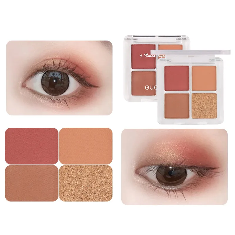 

4 Colors Shimmer Matte Glitter Eyeshadow Palette Lasting Waterproof Metallic Pigmented Makeup Palette Suitable