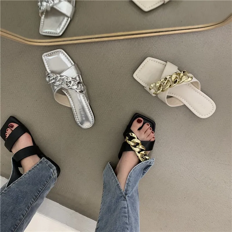 

Women Summer Flip Flops Chain Cross Open Toe Slippers Sandals Shoes Woman Lady Casual Slides Mules Babouche Slippers Shoes Mujer