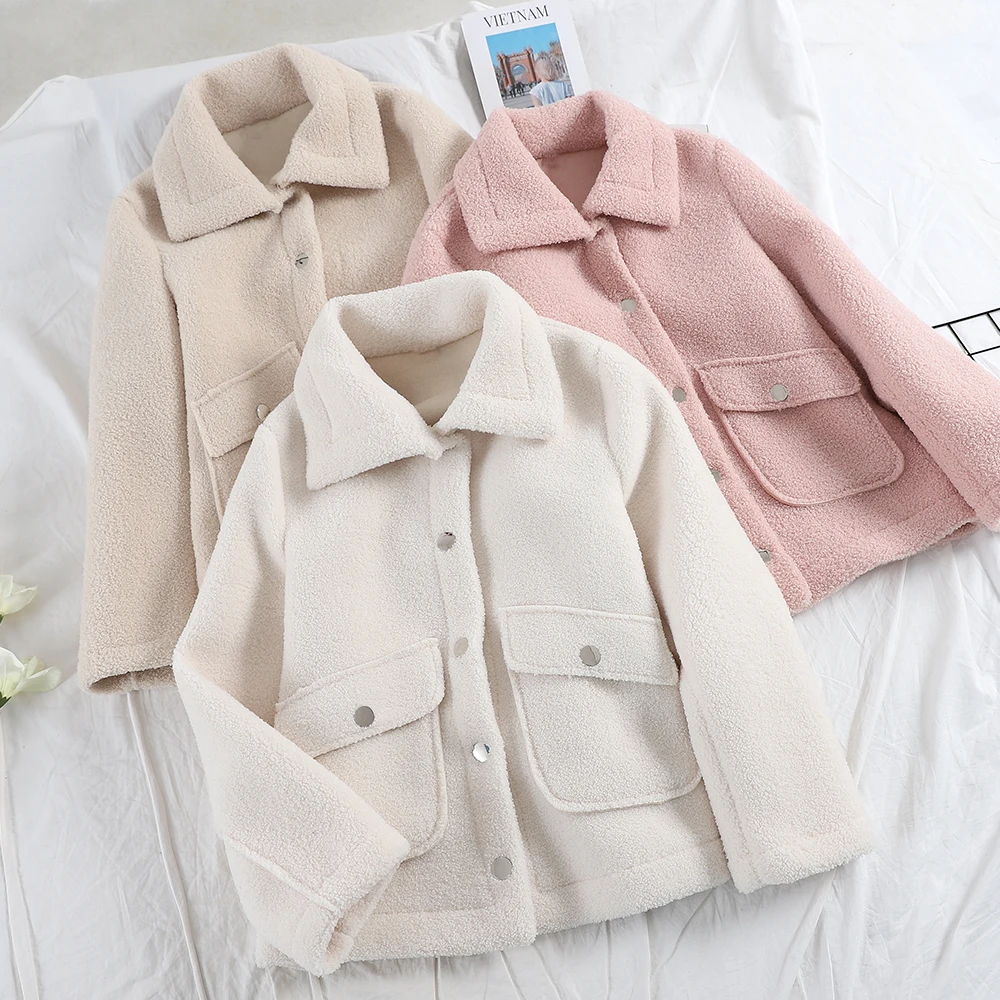 SINGRAIN зимнее женское плотное флисовое пальто свободная теплая верхняя одежда с