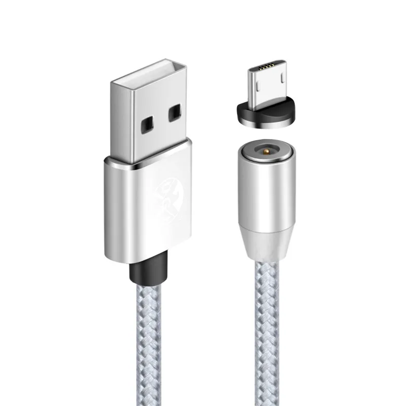Silver Micro Cable 3/6/10FT USB Магнитная Зарядка Зарядное устройство Тип кабеля type-c для Apple iPhone 8 7 6s samsung Лот - Цвет: Silver Micro Cable