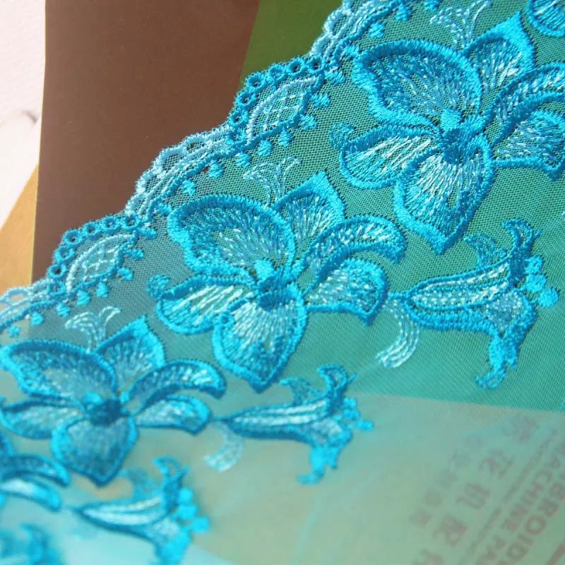 

15Yards Beautiful Venice Venise Embroidery Lace Trim Hot New Water Soluble Blue Fabric DIY Sewing Garment 22cm Width