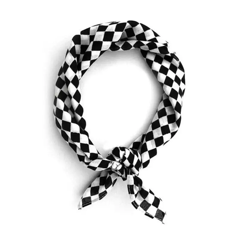 

55x55cm White Black Checkered Flag Racing Bandana Unisex Multi-Use Square Headband Motorcycle Outdoor Sports Hair Wrap Wristband