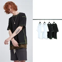 mens summer personality creative split loose loose oversized t shirt fashion street hip hop pure color cotton casual t shirt