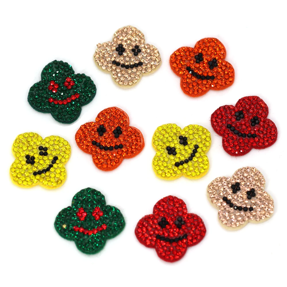 10 шт. стразы со смайликом патчи нетканые для одежды плоская задняя часть пушистая