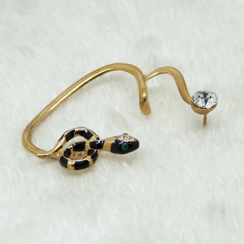 Винтажная змея со стразами серьги-манжеты для женщин трендовые хип-хоп