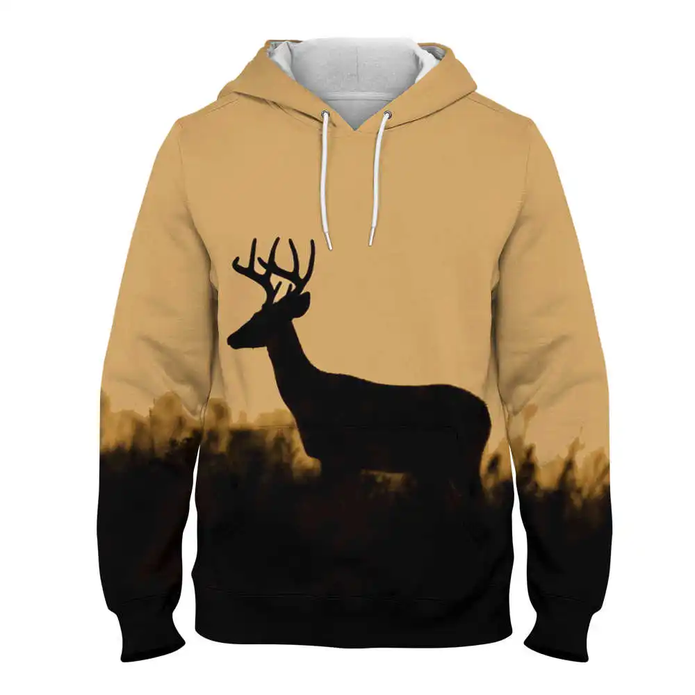 

Свитер с 3D принтом машинной печати, с лосем под небом, Модные осенние пуловеры, индивидуальная Толстовка Оверсайз, Мужская толстовка, Топ